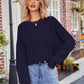 Round Neck Drop Shoulder Long Sleeve Sweater