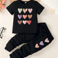Girls Heart Print T-Shirt and Joggers Set