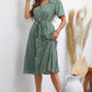 Printed Johnny Collar Tie Waist Dress