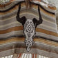 Leto Desert Wanderer Cow Skull Striped Poncho
