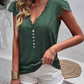 Lace Trim V-Neck Buttoned Top