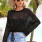 Drawstring Hem Round Neck Cropped Cover Up
