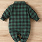 Plaid Long Sleeve Snapped Jumpsuit