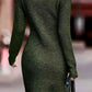 Rib-Knit Round Neck Sweater Dress