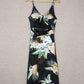 Floral Tied Cutout Split Spaghetti Strap Dress