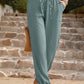 Textured Smocked Waist Pants with Pockets