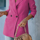 Double-Breasted Padded Shoulder Blazer with Pockets