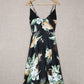 Floral Tied Cutout Split Spaghetti Strap Dress