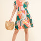 And The Why Printed Double Ruffle Sleeve Dress