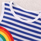 Girls Rainbow Graphic Striped Sleeveless Dress