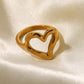 18K Gold Plated Heart-Shaped Ring