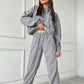 Half Zip Drawstring Hoodie and Pants Set