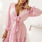 Tied Flounce Sleeve Mini Dress