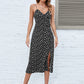 Printed Split Spaghetti Strap Plunge Dress