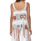 Openwork Fringe Detail Embroidery Sleeveless Cover-Up