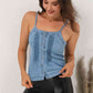 Pleated Detail Buttoned Denim Cami