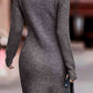 Rib-Knit Round Neck Sweater Dress