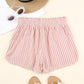 Striped Frayed Hem Paperbag Shorts