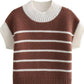 Striped Round Neck Short Sleeve Sweater