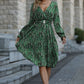 Printed Flounce Sleeve Surplice Neck Dress