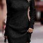 Rib-Knit Round Neck Sweater Dress