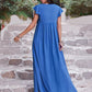 Tie Neck Cap Sleeve Maxi Dress