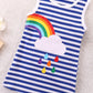 Girls Rainbow Graphic Striped Sleeveless Dress