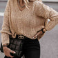 V-Neck Cable-Knit Long Sleeve Sweater