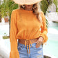 Drawstring Hem Round Neck Cropped Cover Up